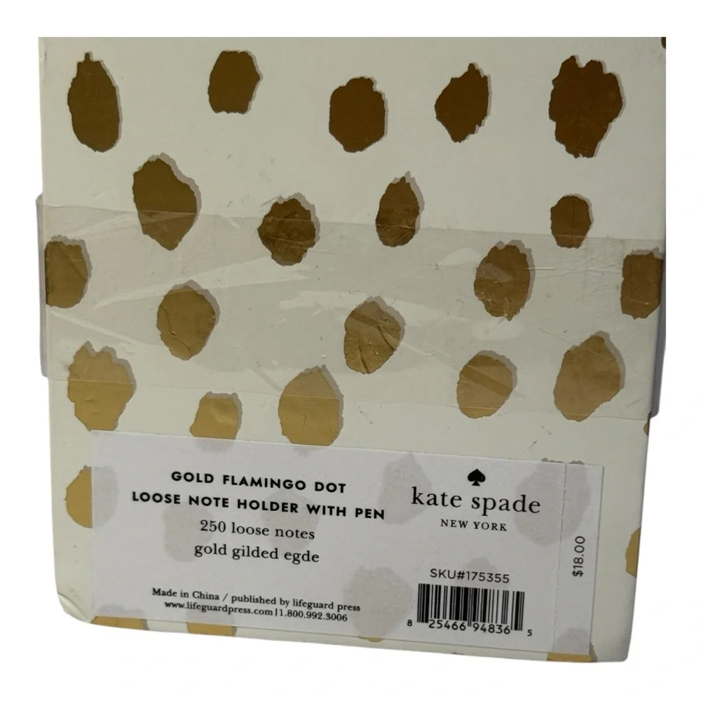 kate spade new york Gold Flamingo Dot Loose Note Holder NEW (no pen)